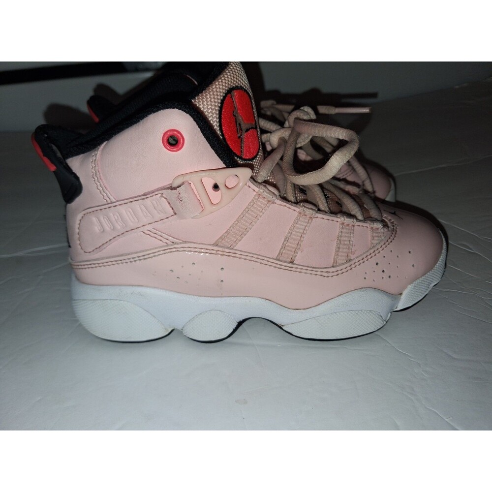 Jordan Girls Pink Sneakers Size 11C Red Black Athletic Shoes Youth